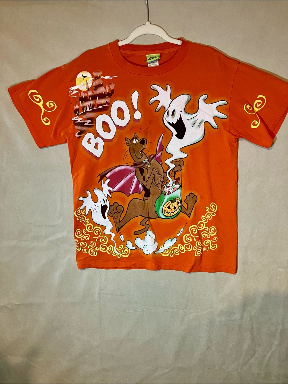 Vintage Scooby-Doo Shirt Mens Med Orange Halloween Graphic Tee Cartoon Network